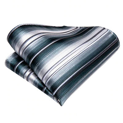 Gravata Listrada Branca E Cinza