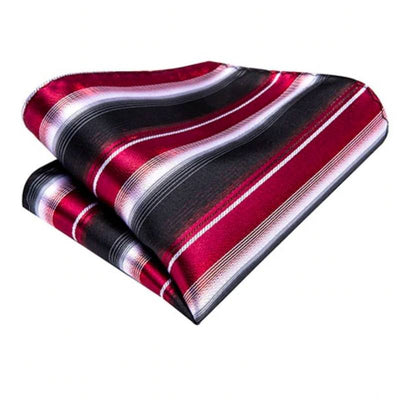 Gravata Listrada Preta, Vermelha E Branca