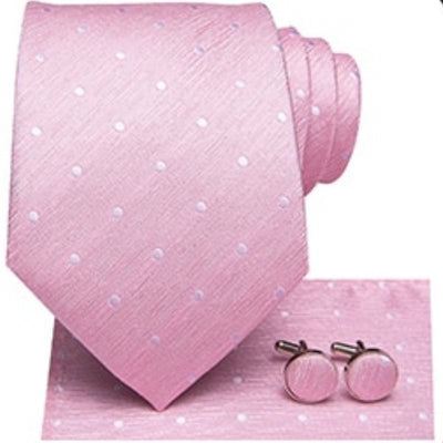 Gravata Rosa De Bolinhas Brancas