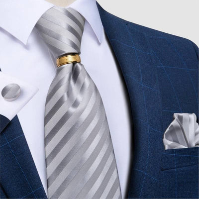 Gravata Listrada Cinza