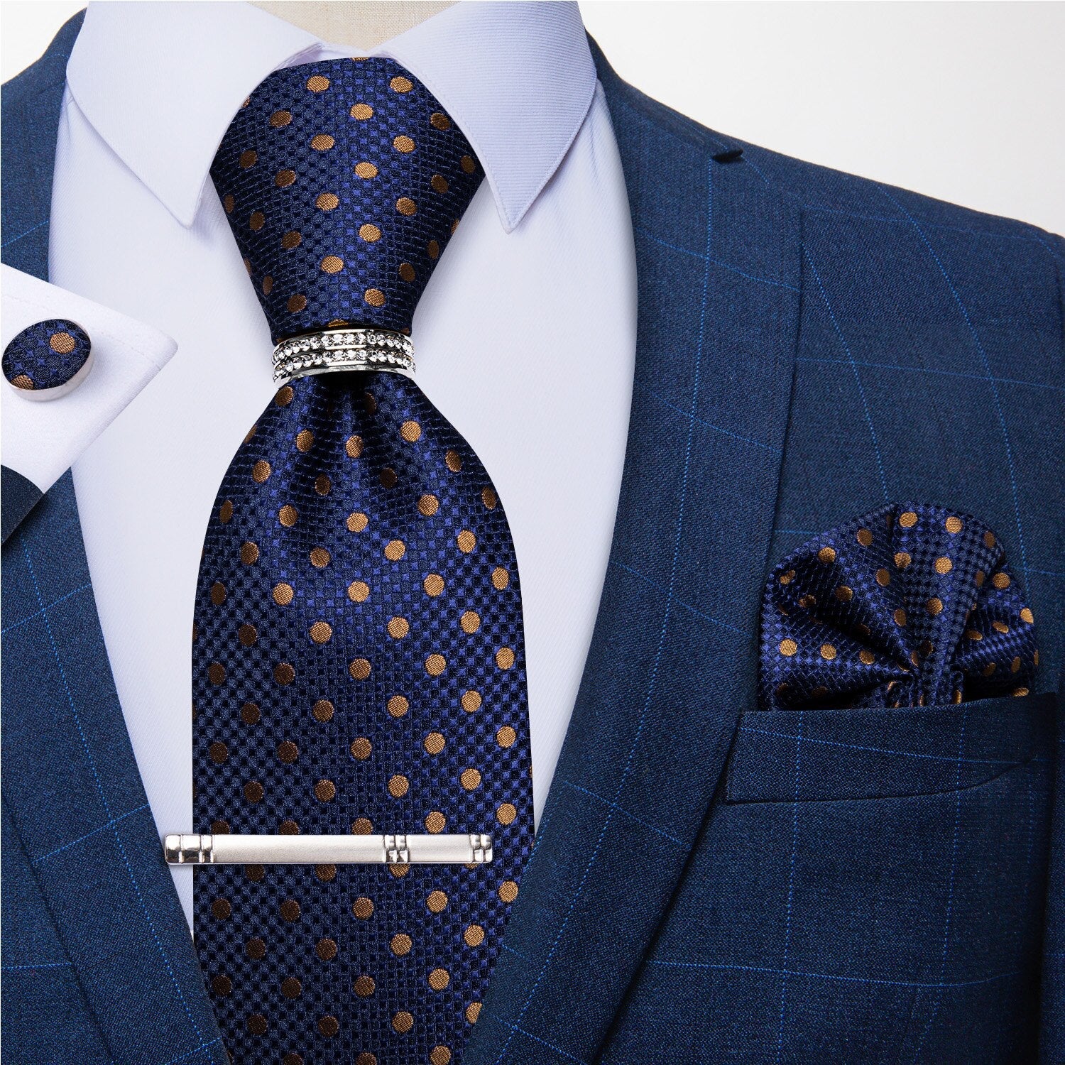 Gravata Azul Com Bolinhas Marrons