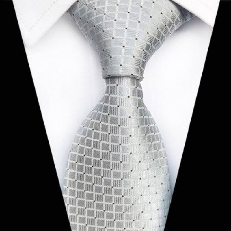 Gravata Prata Com Padrão Xadrez
