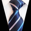 Gravata Azul Escura Com Listras Azuis Claras E Brancas