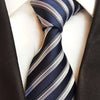 Gravata Azul Marinho Com Listras Cinza Prata