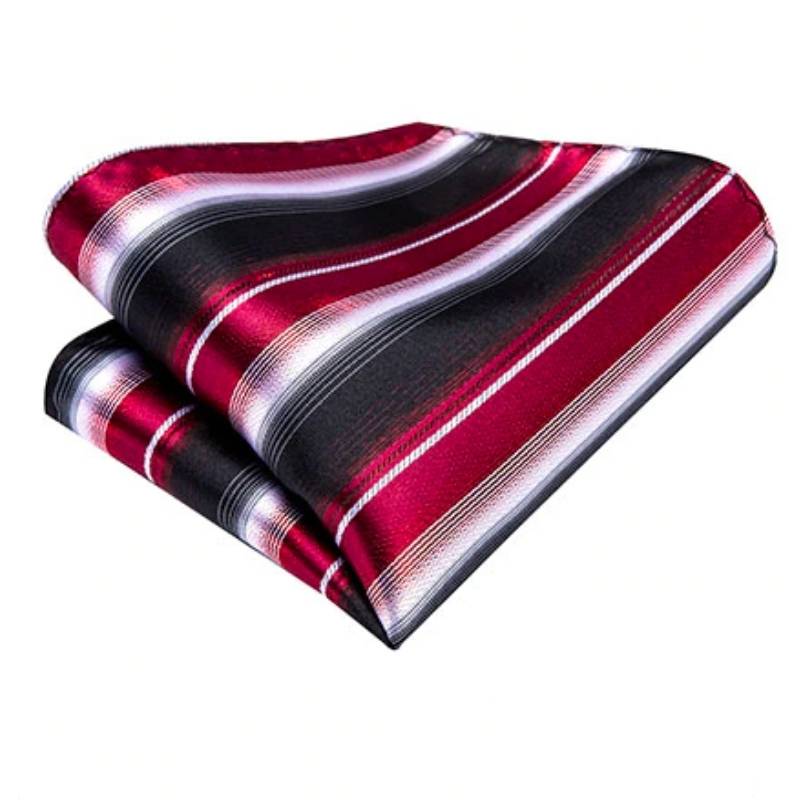 Gravata Listrada Preta, Vermelha E Branca