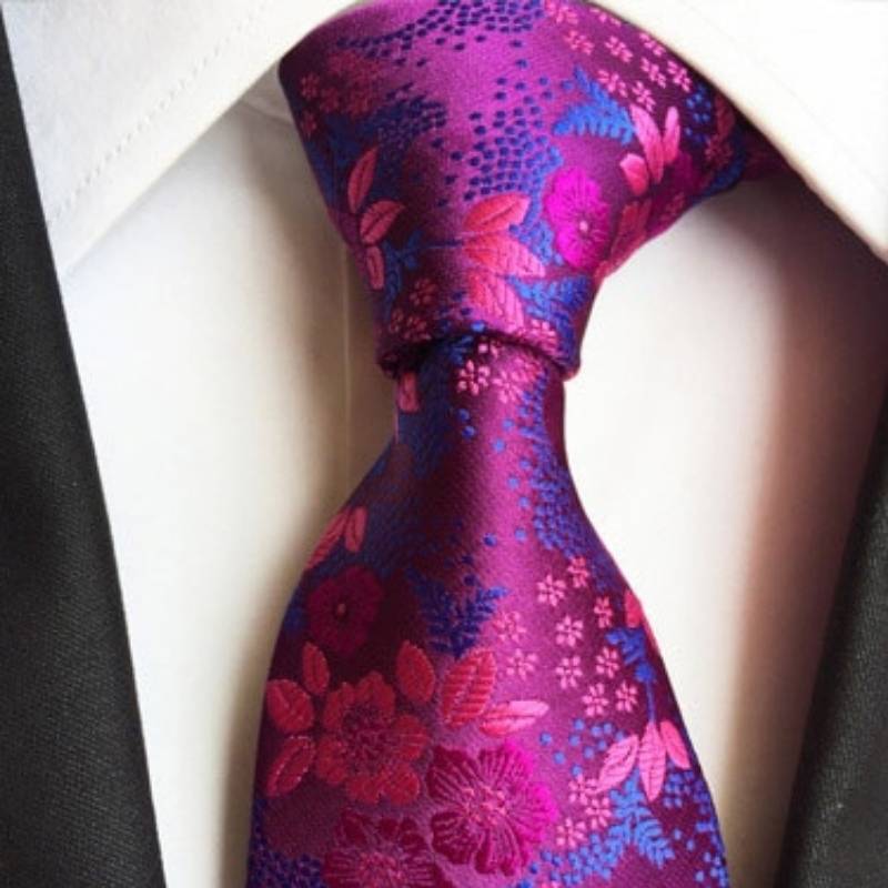 Gravata Rosa Fúcsia Com Flores