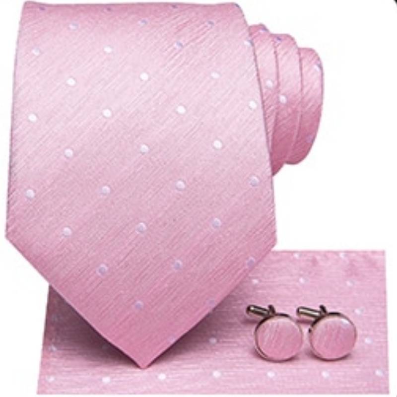 Gravata Rosa De Bolinhas Brancas