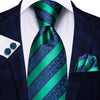 Gravata Listrada De Caxemira Verde E Azul