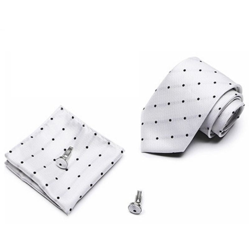 Gravata Branca Pontos Pretos