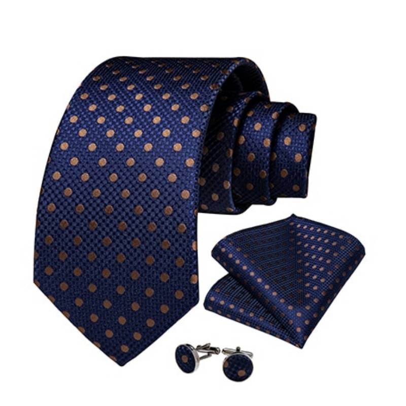 Gravata Azul Com Bolinhas Marrons